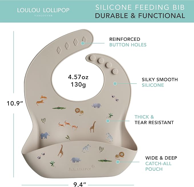 Loulou Lollipop Soft, Waterproof Silicone Feeding Bib - Image 2
