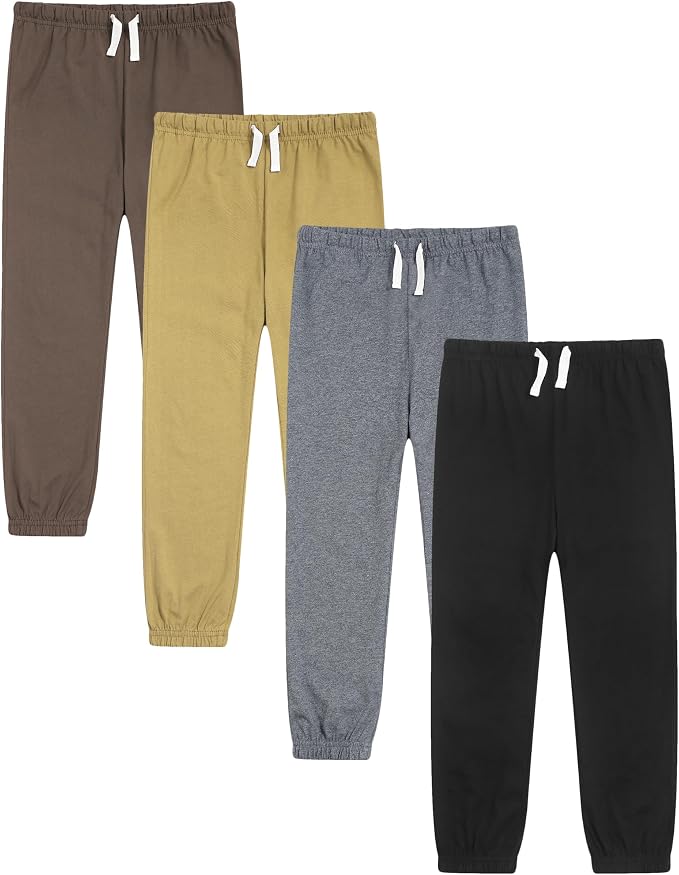 GFQLONG 4 Pack Toddler Boys and Girls Cotton Pants Lightweight Trousers by GFQLONG