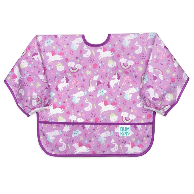 Bumkins Sleeved Bib for Girl or Boy, Baby and Toddler for 6-24 Mos Essential by Bumkins