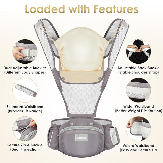Baby Carrier Newborn to Toddler, Lightweight Ergonomic Baby Hip Seat Carrier Up - Image 6