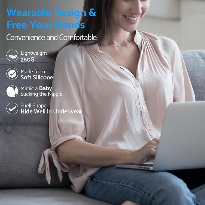 LAMSUET Electric Hands-Free Breast Pump, Strong Suction Wearable Breast Pump - Image 2