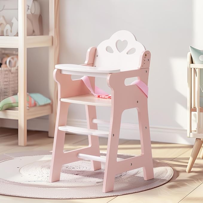 ROBOTIME High Chair for Pretend Play, Wooden Baby Doll Furniture - Image 7