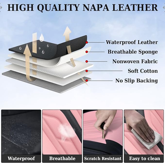 Coverado Front Seat Covers, Car Seat Covers Front Seats, Leather Seat Covers - Image 7