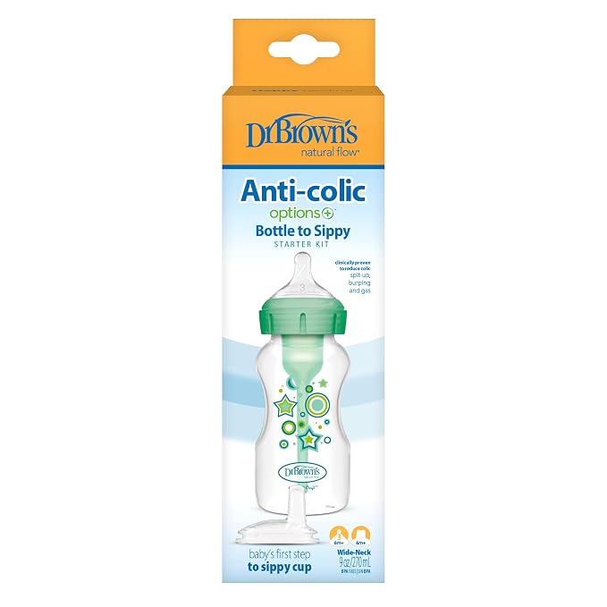 Dr. Brown’s Anti-Colic Options+ Wide-Neck Sippy Bottle Starter Kit, - Image 2