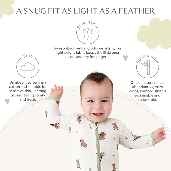 Bamboo Little Soft Baby Footie Pajamas, Baby Clothes, Newborn Sleepers - Image 3