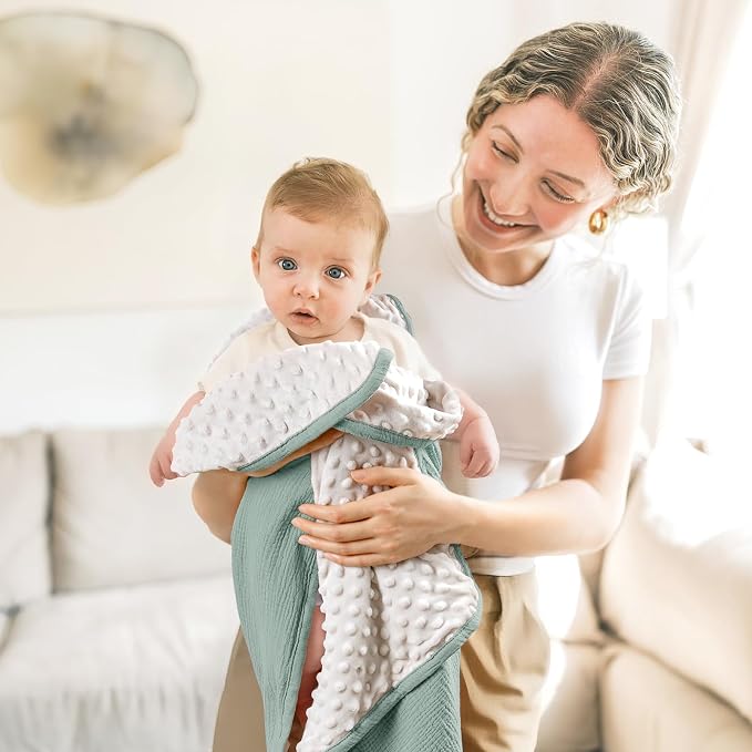 lulumoon Baby Blanket for Newborn Receiving: Minky Dot & Muslin Lightweight - Image 8