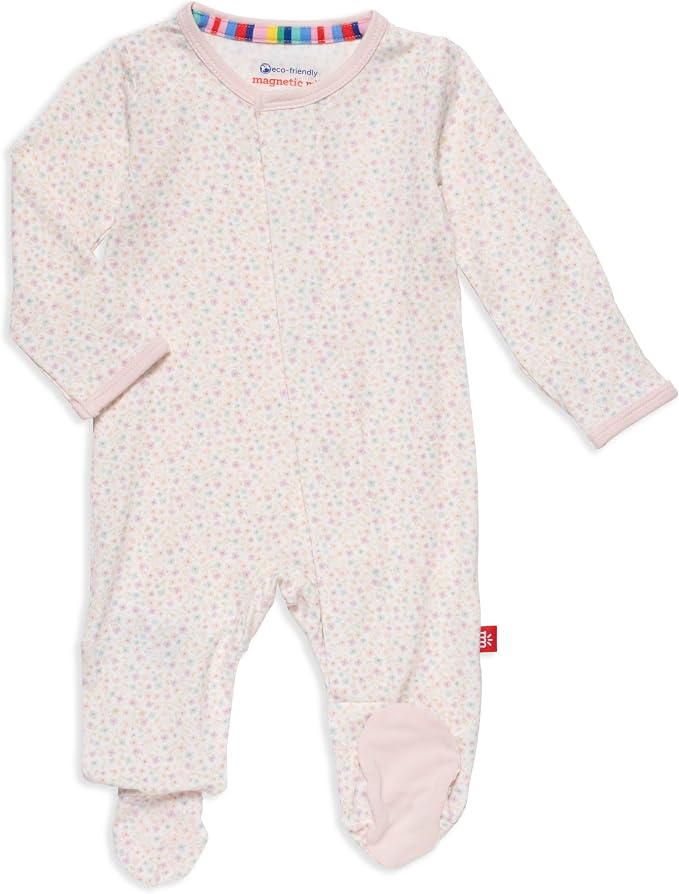 Magnetic Me Girls Modal Magnetic Baby Footie Pajamas | Silky Soft Modal Fabric by magneticme