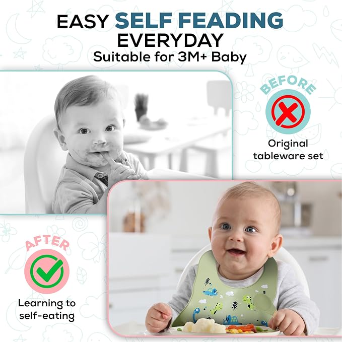SiliTime Dinosaur-Themed Silicone Baby Feeding Set – Suction Mat - Image 6