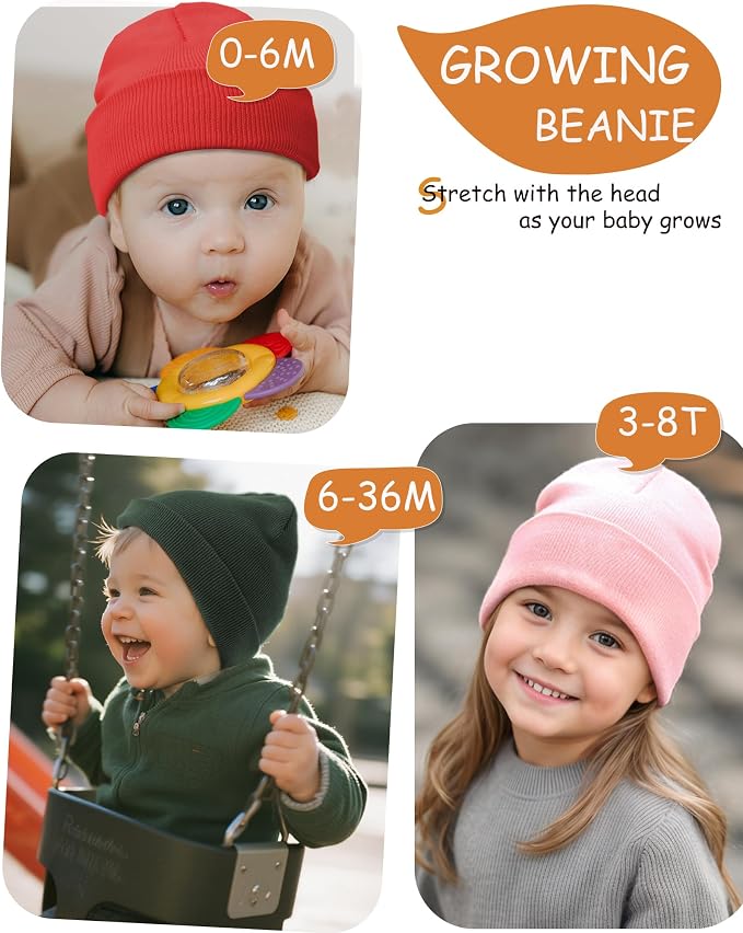 ROYBENS 100% Cotton Baby Beanie Cute Toddler Winter Hat Boys Girls Kids Soft - Image 3
