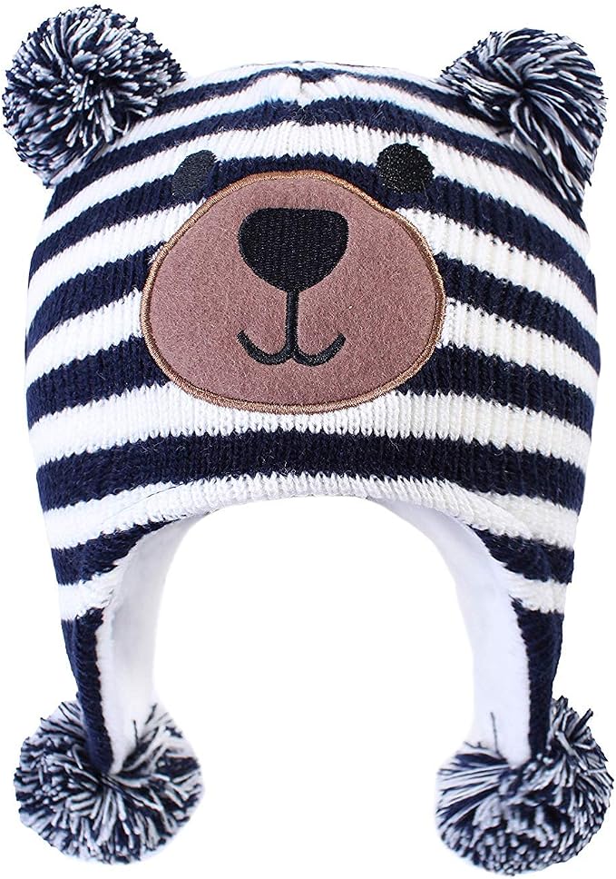 LANGZHEN Toddler Kids Infant Winter Hat, Earflap Knit Warm Cap Fleece Lined by LANGZHEN