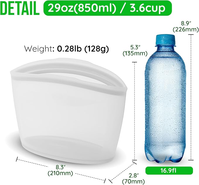 Reusable Silicone Food Storage Bags 3.6Cup, Airtight food Storage Containers - Image 7