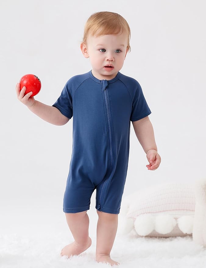 JunNeng 2 Pack Footless Long/Short Sleeve Baby Romper - Image 2