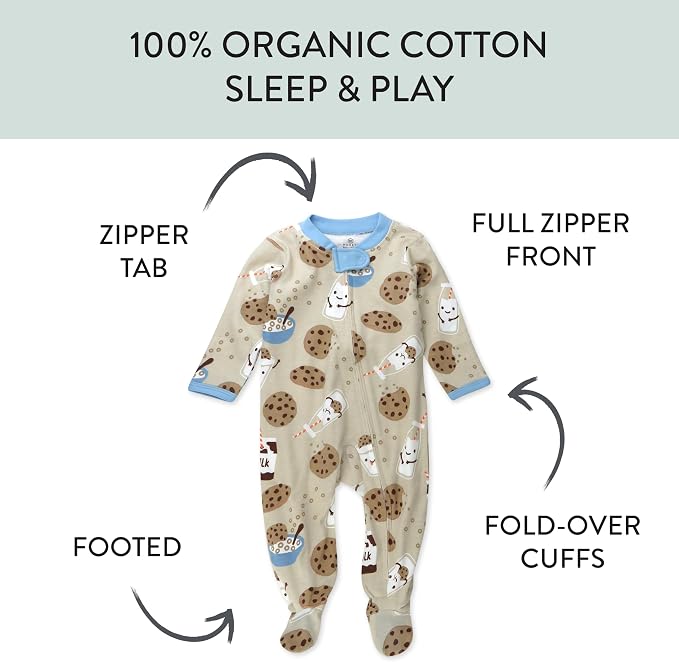 HonestBaby Baby Sleep N' Play One-Piece Zip-Front Footed Organic Cotton Pajama - Image 2