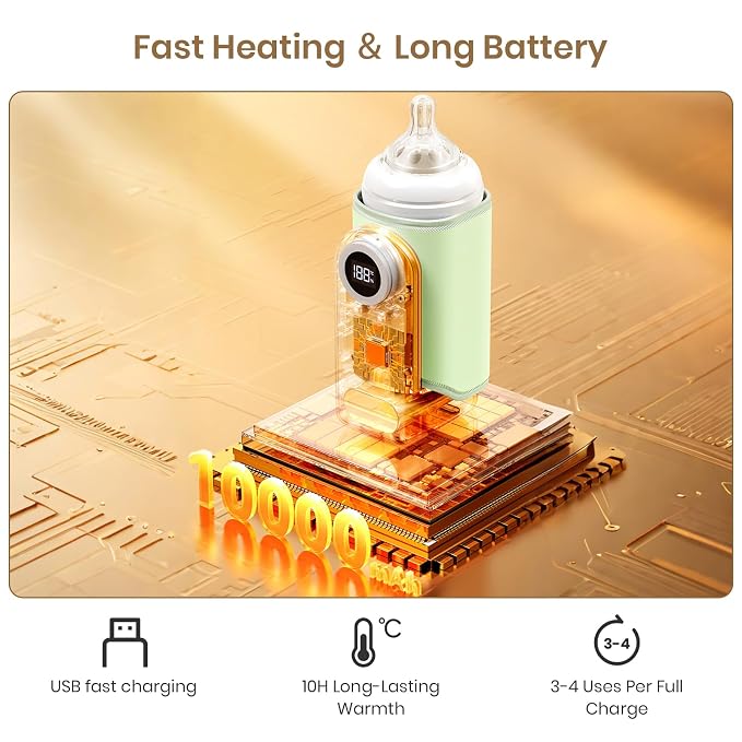 Portable Bottle Warmer for Travel, Precise Temperature Milk Warmer, 10000mAh - Image 5