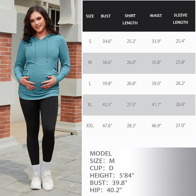 GINKANA Maternity Hoodie Long Sleeves Shirts Casual Maternity Top Pregnancy - Image 7