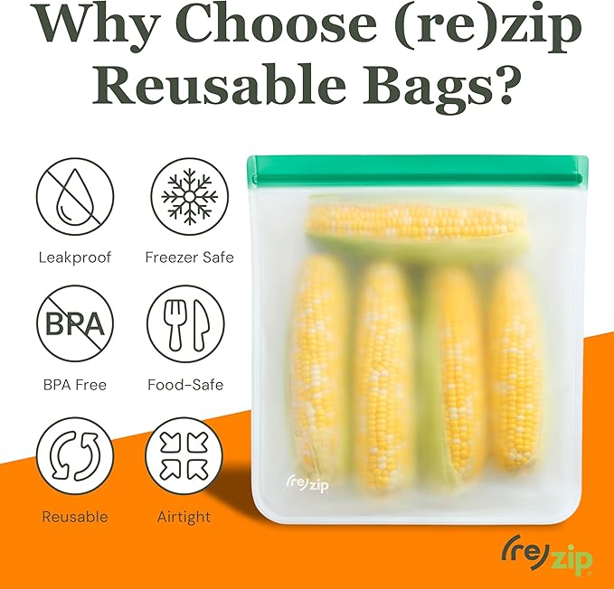 zip Gallon Reusable Bags – BPA-Free, Leak-Proof, 100% Food-Safe PEVA Reusable - Image 3