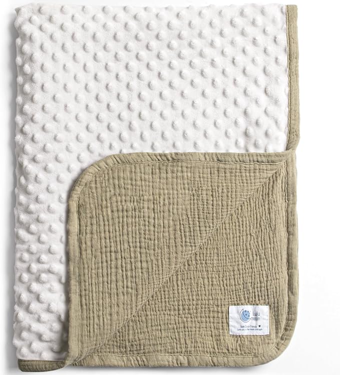 lulumoon Baby Blanket for Newborn Receiving: Minky Dot & Muslin Lightweight by Lulumoon