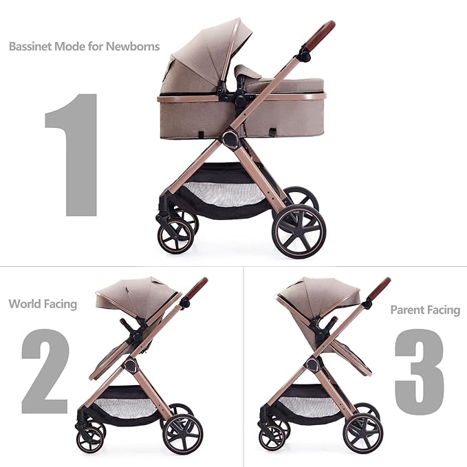 2 in 1 Baby Stroller, Newborn Infant Toddler Convertible Pram Stroller - Image 2