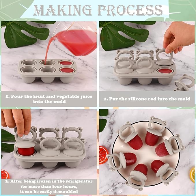 Sakolla Baby Popsicle Molds Mini 6-Cavity Silicone Ice Pop Mold - Image 5