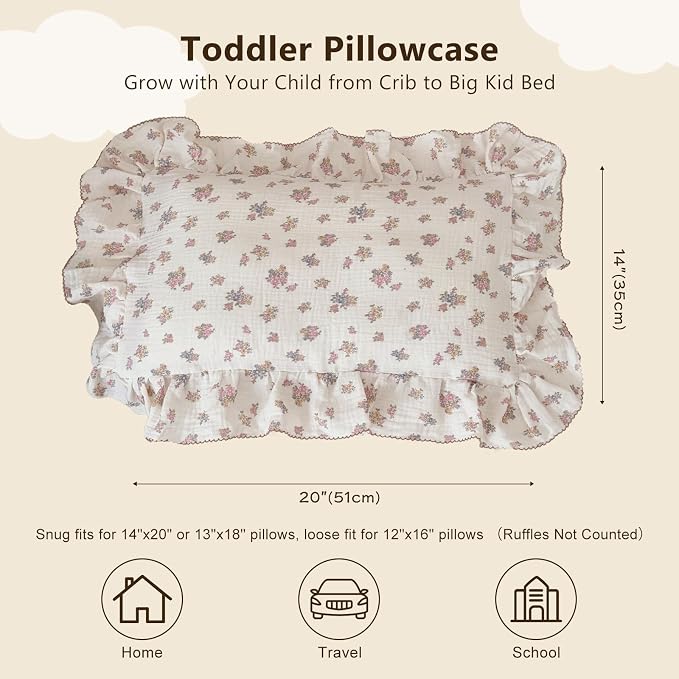 BuLuTu Chic Floral Themed Toddler Pillowcases - Image 2