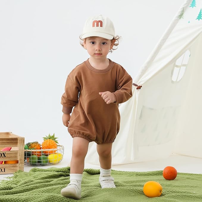 Bafeicao Baby Boy Girl Sweatshirt Romper Organic Cotton Solid Color Long Sleeve - Image 7