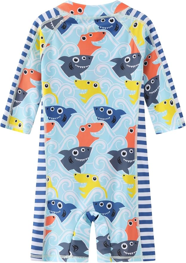 Toddler Baby Boys Swimsuit Rashguard One Piece Zipper Bathing Suit - Image 4