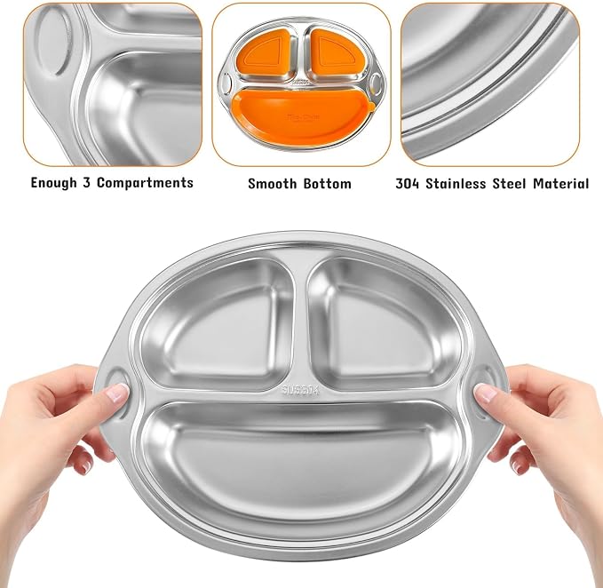 Stainless Steel Baby Suction Plates: Divided Plates - Image 5