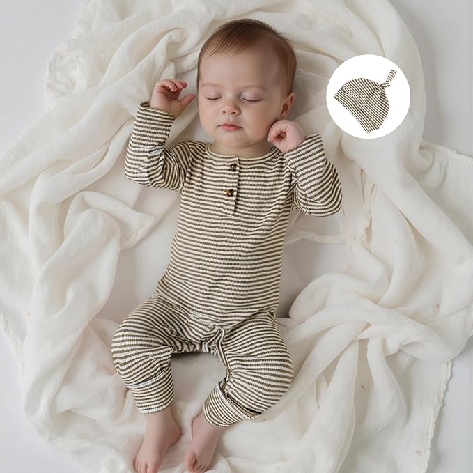 Kuriozud Newborn Infant Unisex Baby Boy Girl Clothes Button Romper Jumpsuit - Image 2