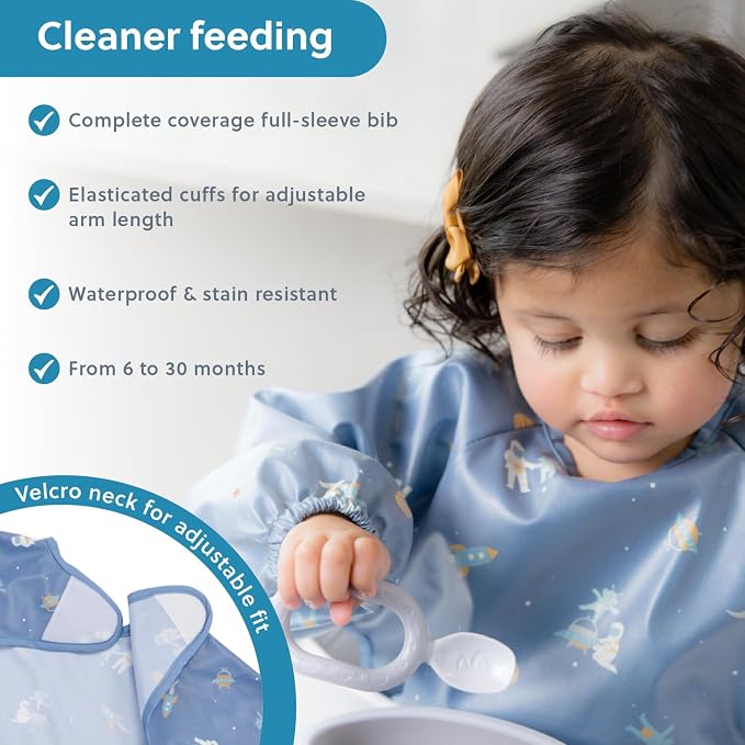 BIBaDO Mess Proof Baby Bib, 2 Pack Long Sleeve Bib, 6 month - Image 2