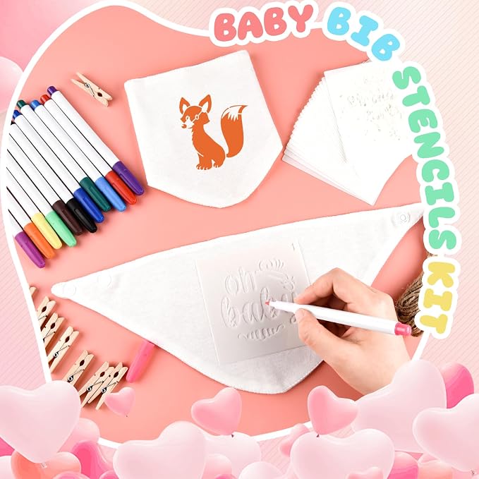 NACHLYNN 67 Pcs White Baby Bibs Baby Shower Games Set Including 12 Blank Baby - Image 5