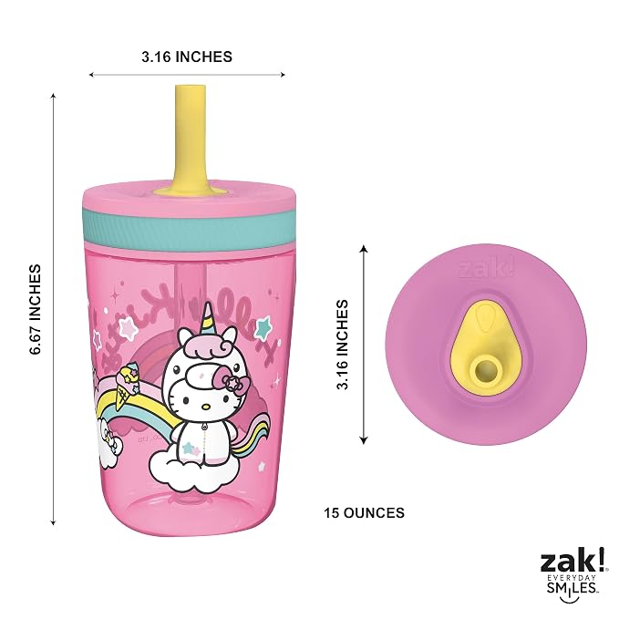 Zak Designs 15oz Hello Kitty Kelso Tumbler Set, Leak-Proof Screw-On Lid - Image 8