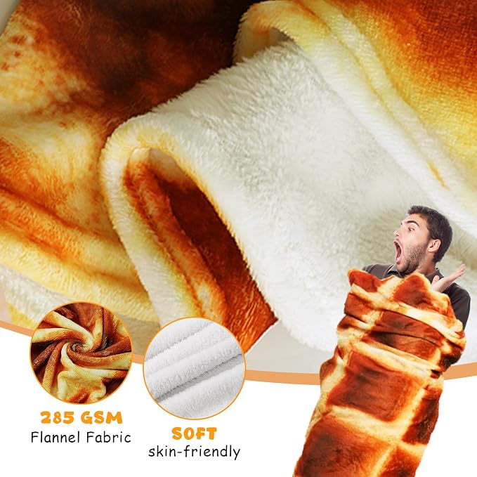 Waffle Blanket Adult/Kids/Baby, Tortilla Throw Blanket 80 Inch, Realistic - Image 5