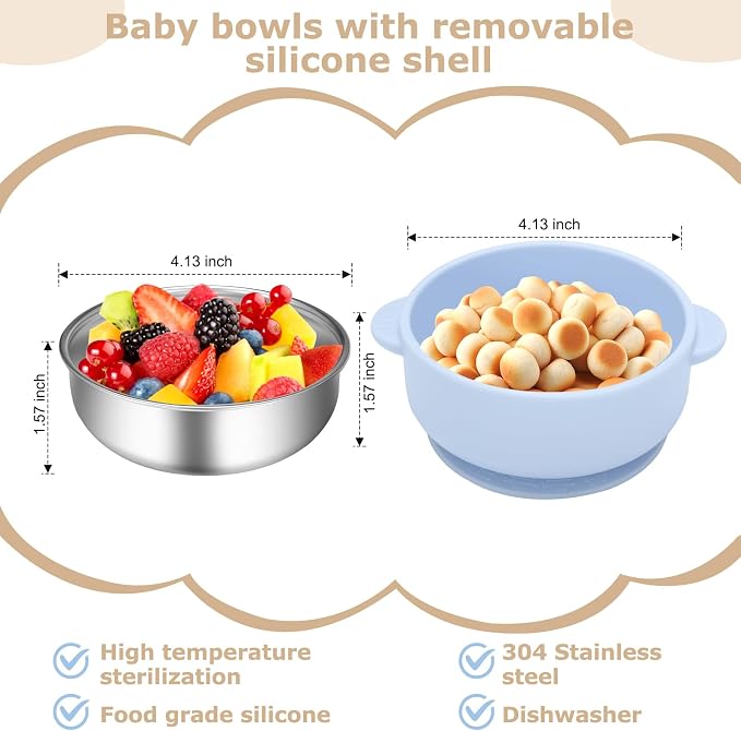 2 Pack Stainless Steel Baby Bowls - Image 4