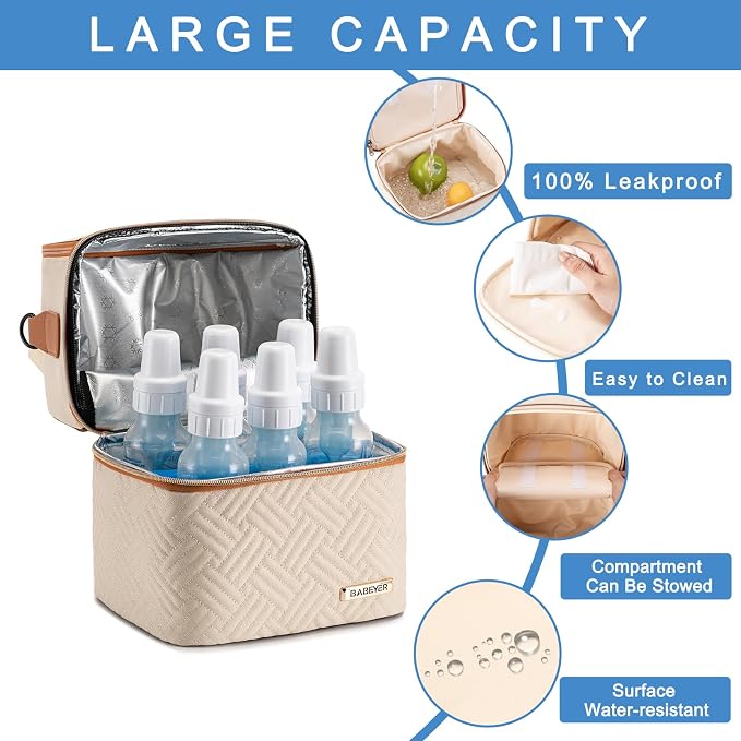 Breastmilk Cooler Bag with Ice Pack & Mat Fit 6 Bottles Up to 9 Ounce, Breast - Image 3