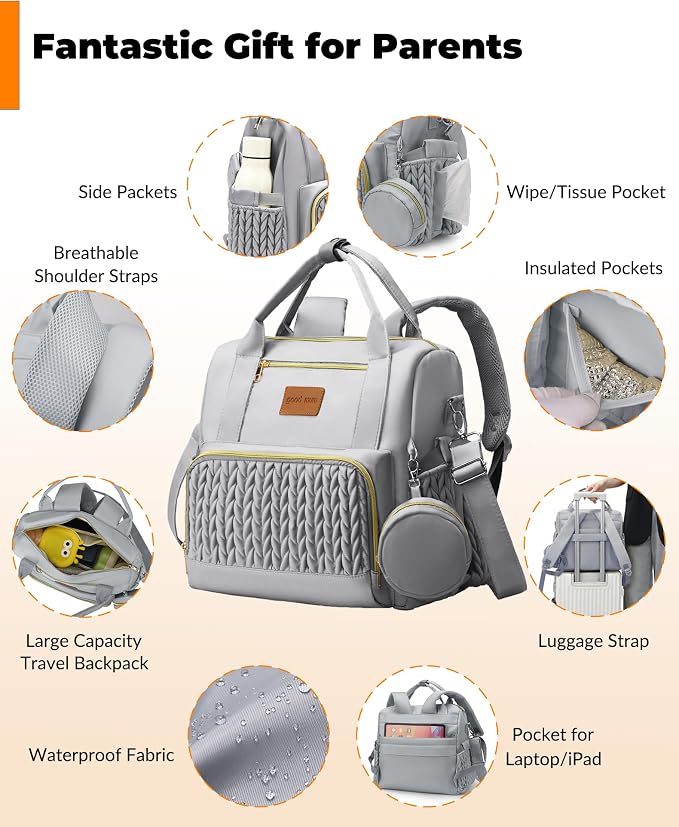 Backpack Diaper Bag, Stylish Waterproof Baby Diaper Bags - Image 4