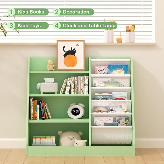 Kids Bookshelf Toddler Bookcase Children Book Rack Baby Toy Storage Organizer - Image 4