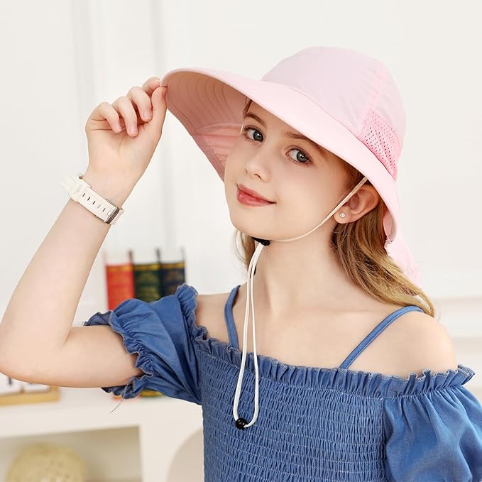 XIAOHAWANG Girls Sun Hat Baby Beach Hats Boys UPF 50+ Kids Summer Protection - Image 6