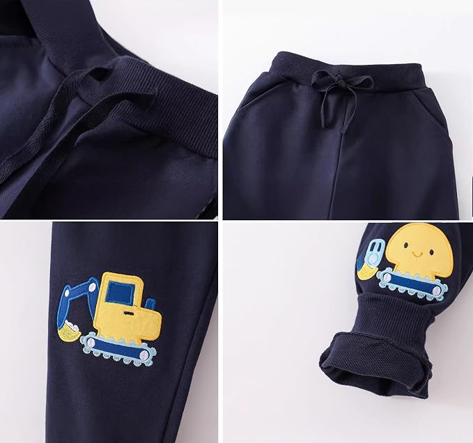 Boys Pants, Toddler 3 Pack Drawstring Elastic Sweatpants Cartoon Active Joggers - Image 3