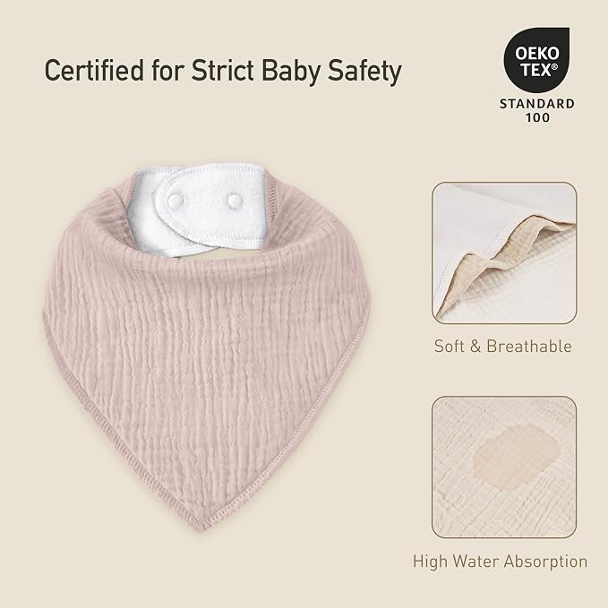 Muslin Baby Bibs 8 Pack, Baby Bandana Drool Bib - Image 6