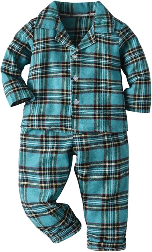 Schbbbta Kids Pajamas Set, Plaid Button Down Pjs by SchbbbtaTouchYourLife