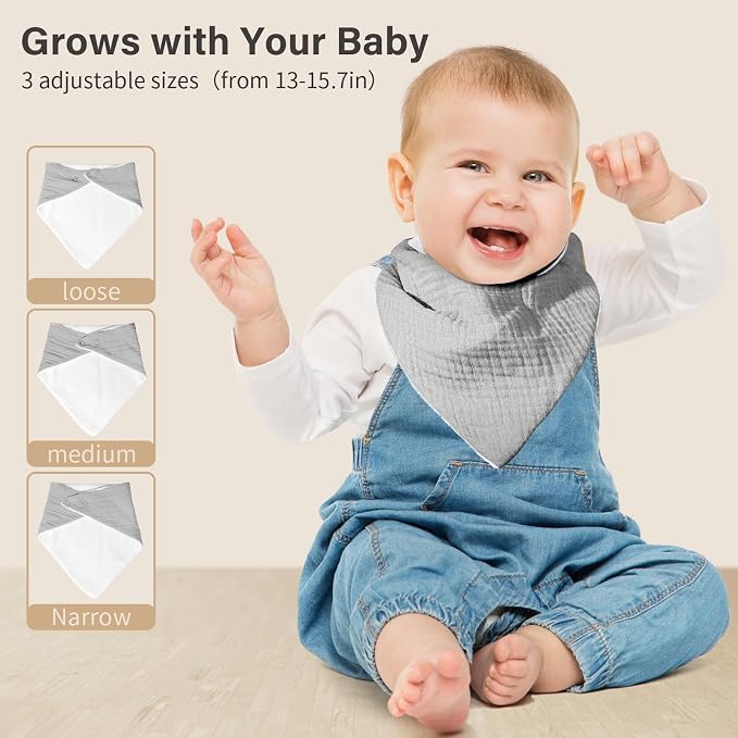Muslin Baby Bibs, Soft Triangular Baby Bandana Drool Bibs - Image 5
