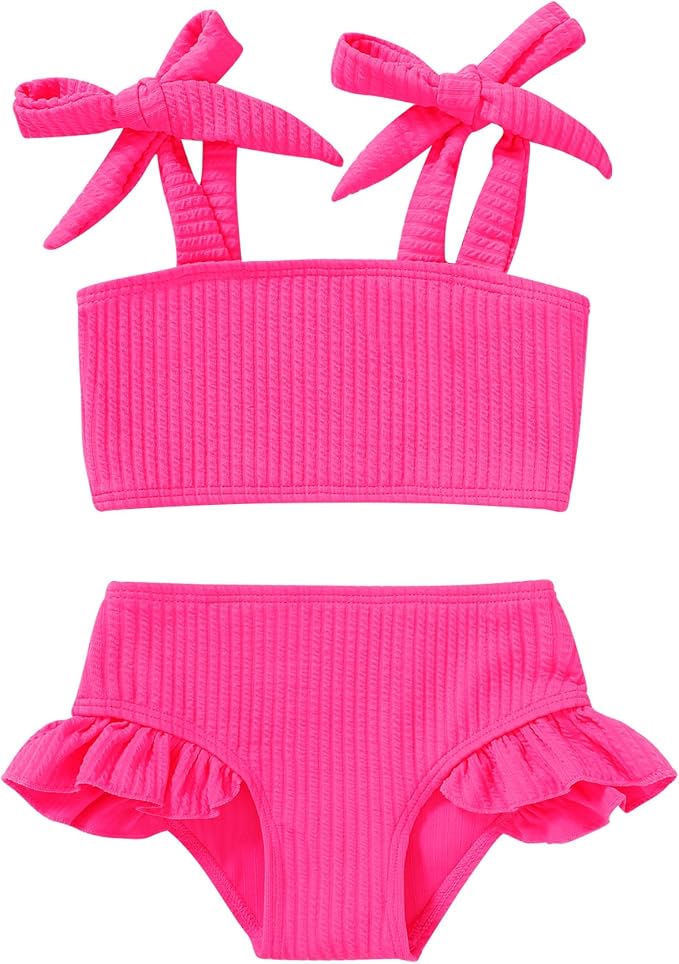 YOUNGER TREE Toddler Girls Two Pieces Swimsuit Color Block Stripe Swimwear by YOUNGERTREE