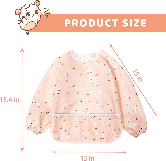 Little Dimsum Baby Bib with Pocket Waterproof Toddler Bibs Infant Feeding Bibs - Image 6