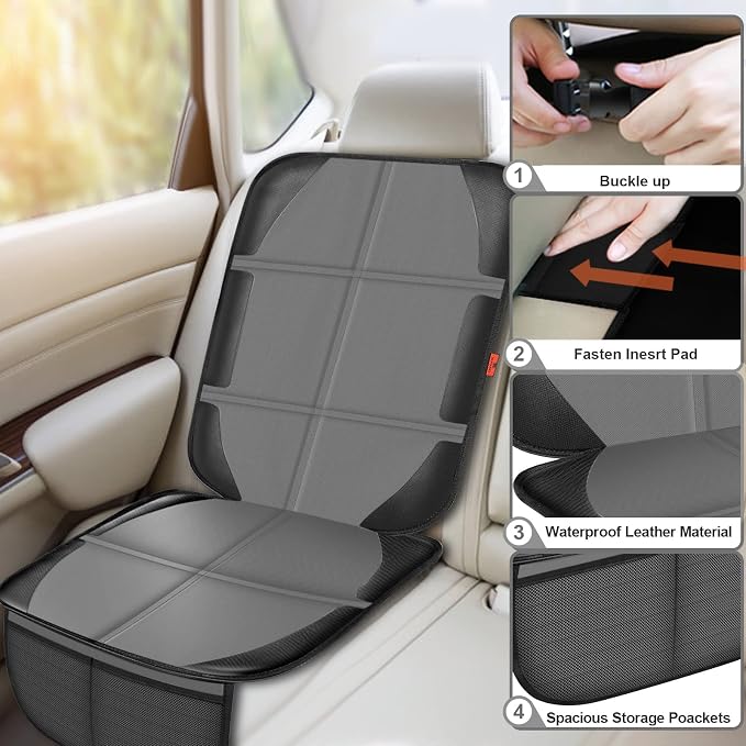 Car Seat Protector, 2 Pack Automotive Seat Protectors Baby Carseat Pad - Image 5