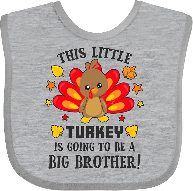 inktastic This Little Turkey Is Going To Be a Big Brother Baby Bib by Inktastic
