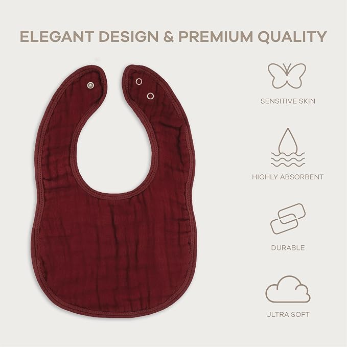 Comfy Cubs Muslin Bibs for Babies, Drool and Teething Bib, Adjustable Snaps - Image 3