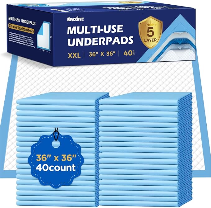 Bed Pads Disposable for Adults 36" x 36" by Brosive