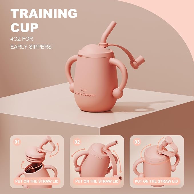 Cuddle Campus Pack of 2 Silicone Baby Training Cup, Shatterproof Toddler Sippy - Image 2