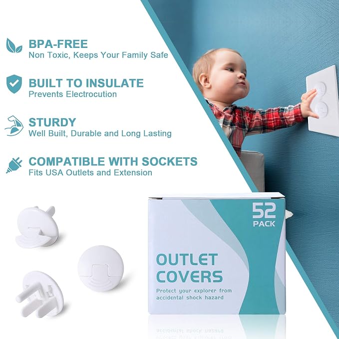 PRObebi Outlet Covers Baby Proofing 52 Pack, Plug Covers - Image 6