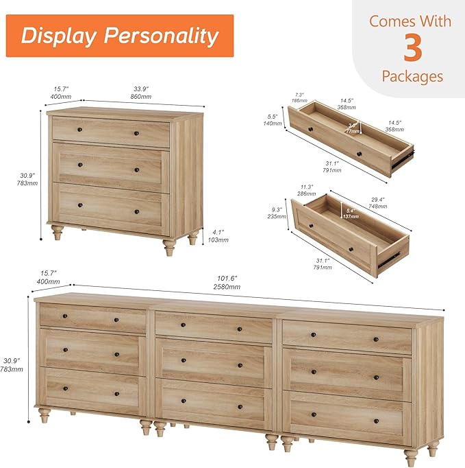 WAMPAT Oak Dresser for Bedroom - Image 2